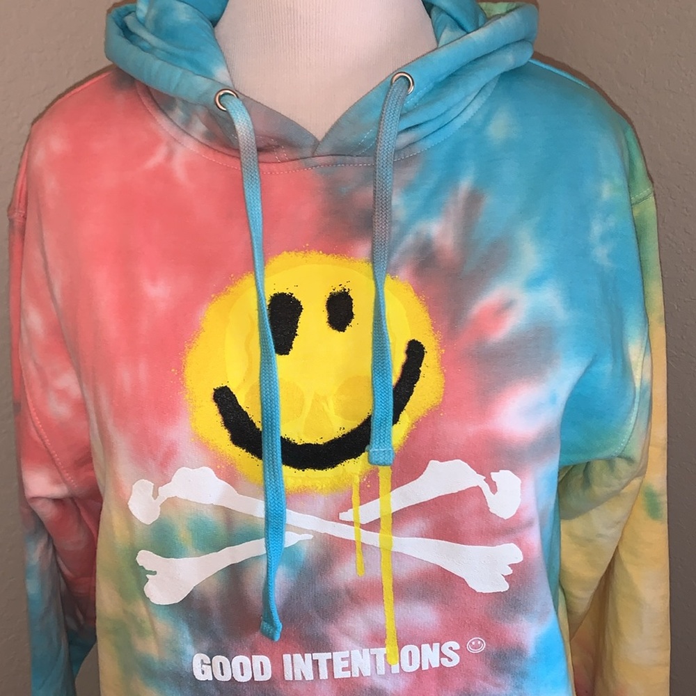 XO Good Intentions tie dye rainbow hoodie BRAND NEW
